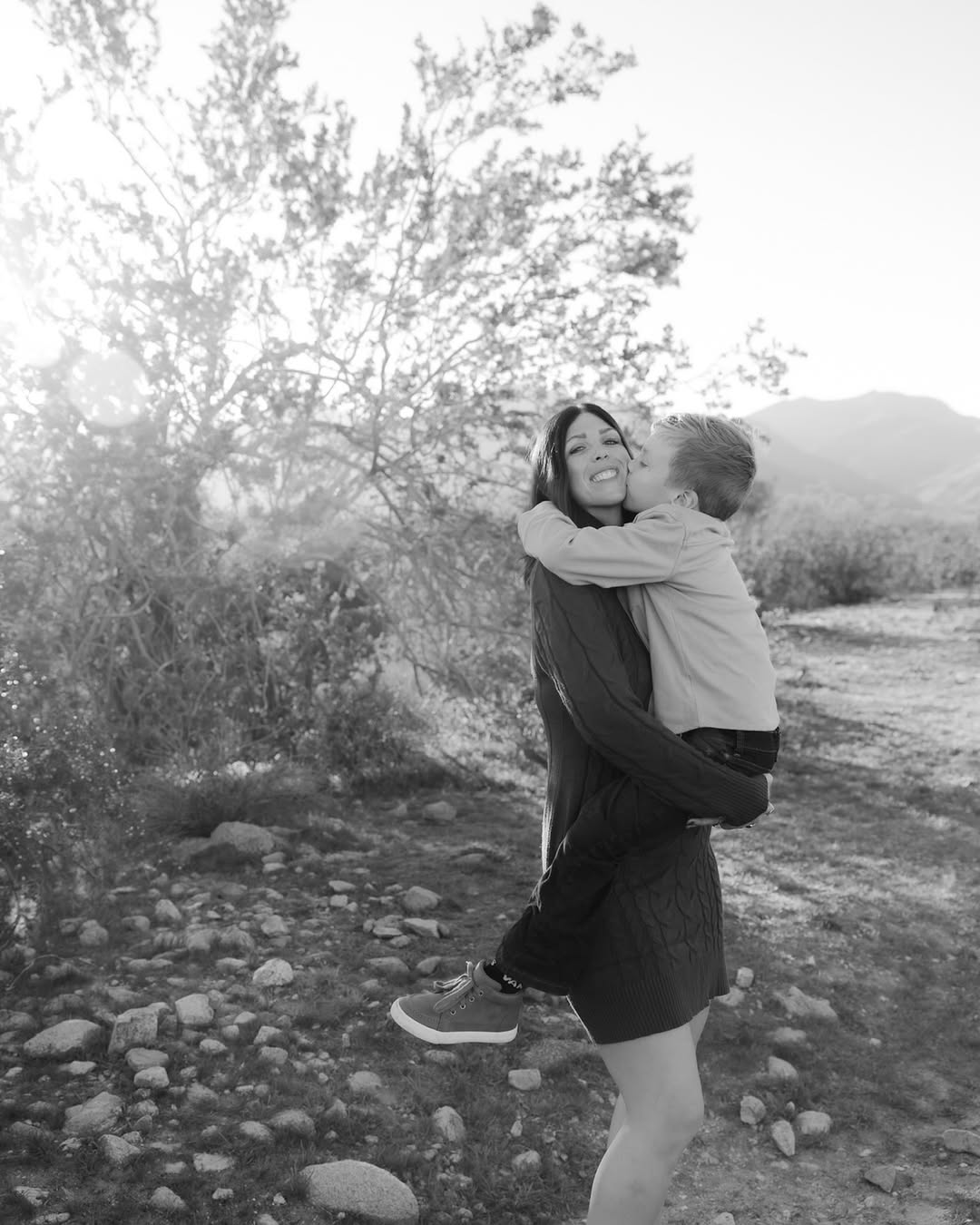 Maternity portrait in desert